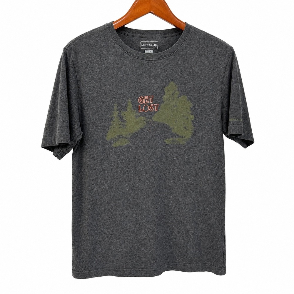 Merrell Mens Get Lost Graphic T-Shirt Gray Short Sleeve Hiking T Small JMS51527